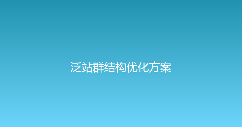 泛站群结构优化方案 封面图