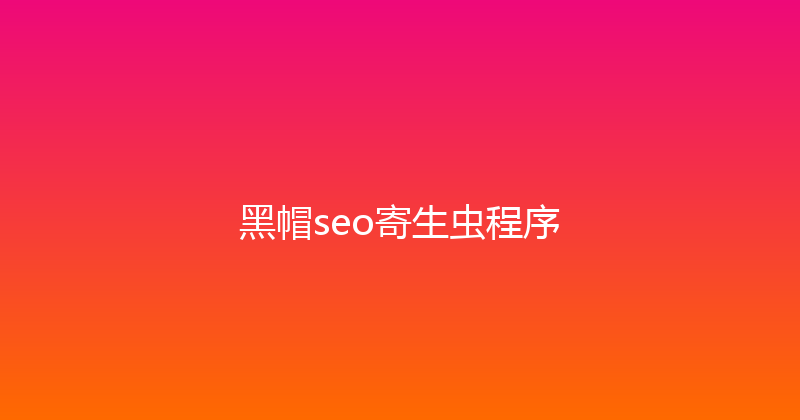 黑帽seo寄生虫程序 封面图