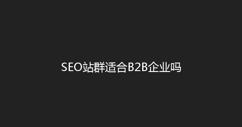 SEO站群适合B2B企业吗 封面图